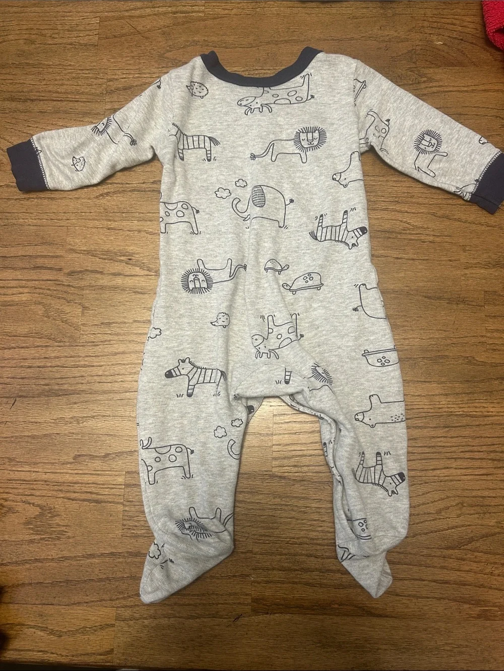 Carter’s Footie Pajamas Gray with Navy Animals Size 9 Months